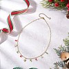 Christmas Brass Pave Clear Cubic Zirconia Snowflake & 304 Stainless Steel Star and Round Glass Tassel Brass Paperclip Chain Bib Necklaces NJEW-JN05504-2