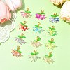 12Pcs 12 Colors Flower Acrylic Pendant Decorations HJEW-JM02718-1