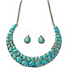 Teardrop Synthetic Turquoise Pendant Necklaces & Dangle Earrings Sets FS-WGC94F7-01-5