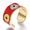 Brass Enamel Cuff Rings RJEW-T018-01G-NF-5