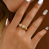 Fashionable Brass Clear Cubic Zirconia Teardrop Open Cuff Ring for Women QR4639-1-1