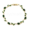 Leaf Brass Micro Pave Cubic Zirconia Link Chain Bracelets for Women BJEW-D455-01G-06-4