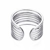 Non-Tarnish 304 Stainless Steel Multi-string Open Cuff Ring RJEW-T023-33P-2