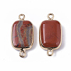 Edge Golden Plated Natural Red Jasper Links connectors G-S359-034B-2