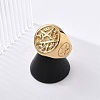 Round with Star 304 Stainless Steel Signet Rings for Unisex RJEW-Z076-07G-01-1