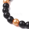 3Pcs 3 Styles Halloween Themed 8mm Round Glass Pearl Beaded Stretch Bracelet Sets BJEW-JB10849-5