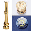 Golden Tone Brass Wax Seal Stamp Head with Bamboo Stick Shaped Handle STAM-K001-05G-B-1