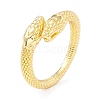 Rack Plating Brass Double Snake Open Cuff Ring for Women RJEW-I083-19G-1