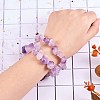 2Pcs 2 Style Synthetic Amethyst Chips Braided Bead Bracelets Set with Irregular Nugget Charm JX166A-4