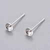 304 Stainless Steel Post Stud Earring Settings For Half Drilled Bead STAS-H558-08S-1