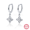 Rhodium Plated 925 Sterling Silver Micro Pave Cubic Zirconia Dangle Hoop Earrings BG2685-2-1