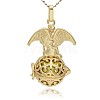 Golden Tone Brass Hollow Round Cage Pendants KK-J242-08G-3