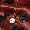 Stainless Steel Enamel Halloween Skull Pendant Dapped Chain Necklaces VT5751-2