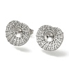 Brass Micro Pave Clear Cubic Zirconia Stud Earring Findings KK-K388-12P-2