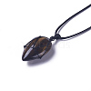 Natural Tiger Eye Beaded Pendant Necklaces NJEW-G324-B05-2