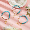 Synthetic Turquoise Round Beaded Stretch Bracelet BJEW-PH01531-02-3