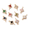 Brass Micro Pave Clear Cubic Zirconia Rhombus Links Connector Charms KK-C062-004G-1