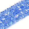 Electroplate Transparent Glass Beads Strands GLAA-N021-4mm-03-1