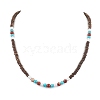 Summer Beach Natural Red Jasper & Synthetic Turquoise & White Shell & Coconut Beaded Necklaces NJEW-JN05011-1