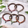 Dyed Synthetic Imperial Jasper & Natural Coconot Beads Stretch Bracelets for Women BJEW-JB11358-1