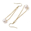 Natural Cultured Freshwater Pearl Beads with Brass Dangle Earrings X-EJEW-JE05757-4