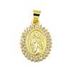 Religion Theme Rack Plating Brass Micro Pave Cubic Zirconia Pendants KK-C074-40G-03-1