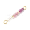 Faceted Round Natural Quartz Crystal & Ruby & Pink Tourmaline Beaded Connector Charms PALLOY-JF03530-09-3