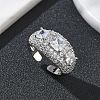 Brass Micro Pave Cubic Zirconia Cuff Open Rings for Women RJEW-L343-13P-03-1