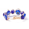 Lampwork Evil Eye & Glass Braided Finger Ring RJEW-JR00497-8