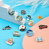 Yilisi 13Pcs 13 Style Flat Round & Car & Moon Alloy Enamel Brooches JEWB-YS0001-07-10