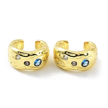 Rack Plating Brass Micro Pave Cubic Zirconia Cuff Earrings for Women KK-Z038-08G