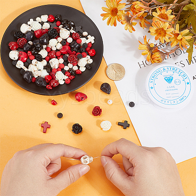 DIY Skull Cross Rose Bracelet/Necklaces Making Kits DIY-AR0005-27-1