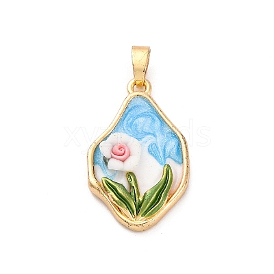 Brass Enamel Pendants KK-S502-06G-1