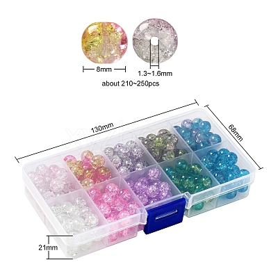 210~250Pcs 10 Style Spray Painted Crackle Glass Beads CCG-YW0001-06-1