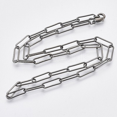 Brass Round Oval Paperclip Chain Necklace Making MAK-S072-05A-B-1
