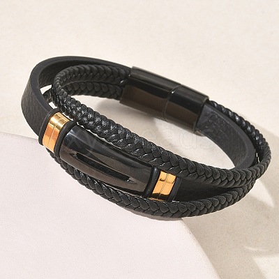 Braided Microfiber Leather Cord Multi-strand Bracelets BJEW-C153-01B-1
