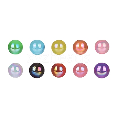 300Pcs 10 Colors Plastic Beads OACR-CJ0001-13-1