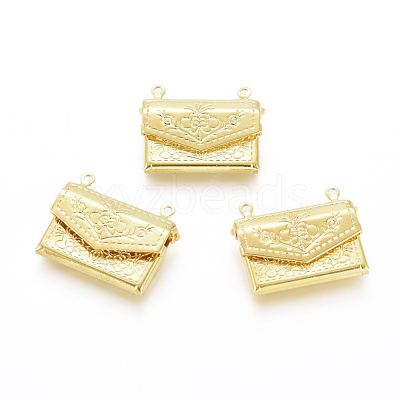 Brass Locket Pendants KK-G386-11G-1