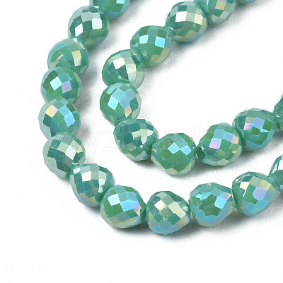 Electroplate Opaque Solid Color Glass Beads Strands EGLA-N002-26-A04-1