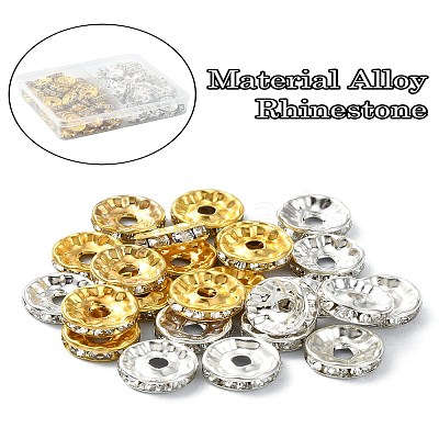 120Pcs 2 Colors Alloy Rhinestone Spacer Beads ALRI-YW0001-23-1