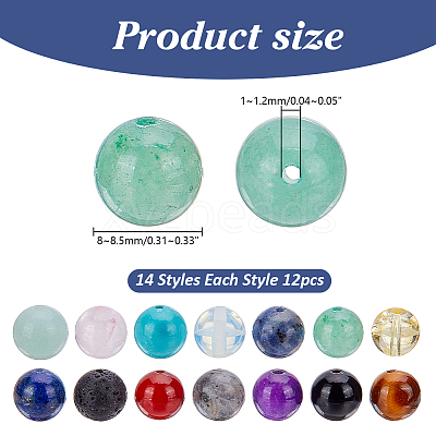 168Pcs 14 Styles Natural & Synthetic Mixed Gemstone Beads Sets G-AR0006-28-1