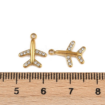 304 Stainless Steel with Crystal Rhinestone Charms STAS-G357-12G-1