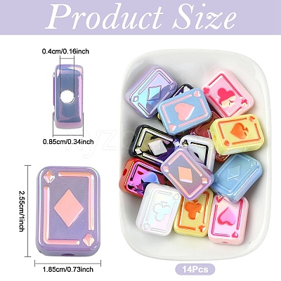 14Pcs 7 Colors UV Plating Rainbow Iridescent Acrylic Enamel Beads SACR-YW0005-06-1