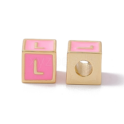 Rack Plating Brass Enamel Beads KK-B060-04G-05L-1