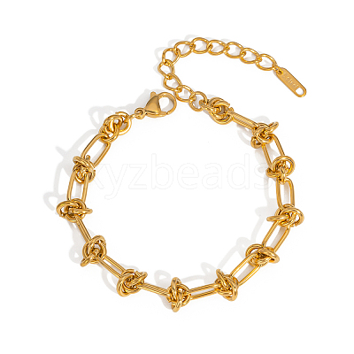 Stainless Steel Knot & Oval Link Chain Bracelets for Unisex LF3884-2-1