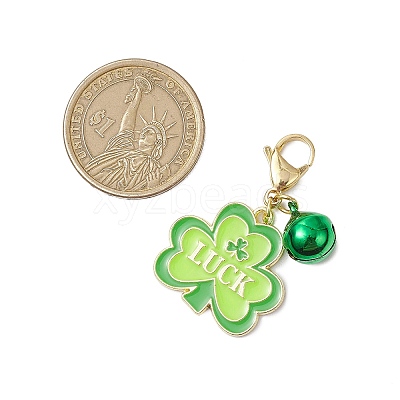 Saint Patrick's Day Alloy Enamel Pendant Decorations HJEW-JM02924-1