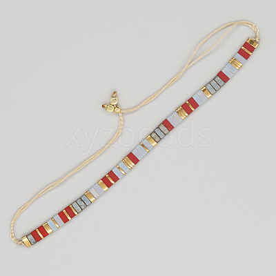 Vintage Ethnic Style Adjustable Glass Tila Beaded Handmade Slider Bracelets for Women ZN9527-6-1