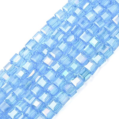 Electroplate Glass Beads Strands EGLA-D018-4x4mm-41-1