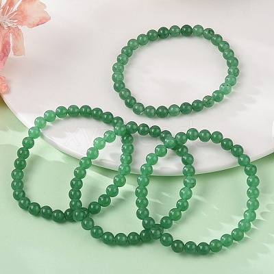 Natural Malaysia Jade Bead Stretch Bracelets X-BJEW-K212-A-013-1