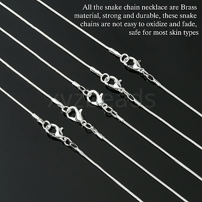 Brass Round Snake Chain Necklace with Lobster Claw Clasps MAK-YW0001-14A-1